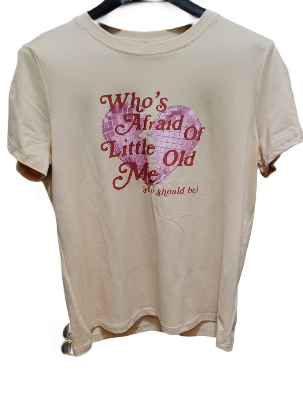 Women's Short Sleeve Pink Heart Graphic Tee